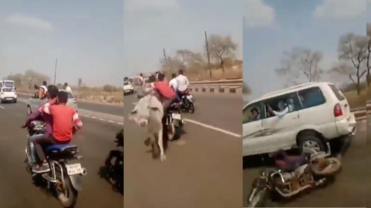 भीम आर्मी प्रमुख के काफिले में शामिल बाइक का एक्सीडेंट. 