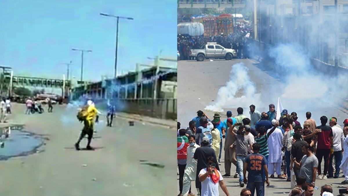 पुलिस के गोले के जवाब में शख्स का 'कामरान अकमल से भी बेहतर' प्रदर्शन!