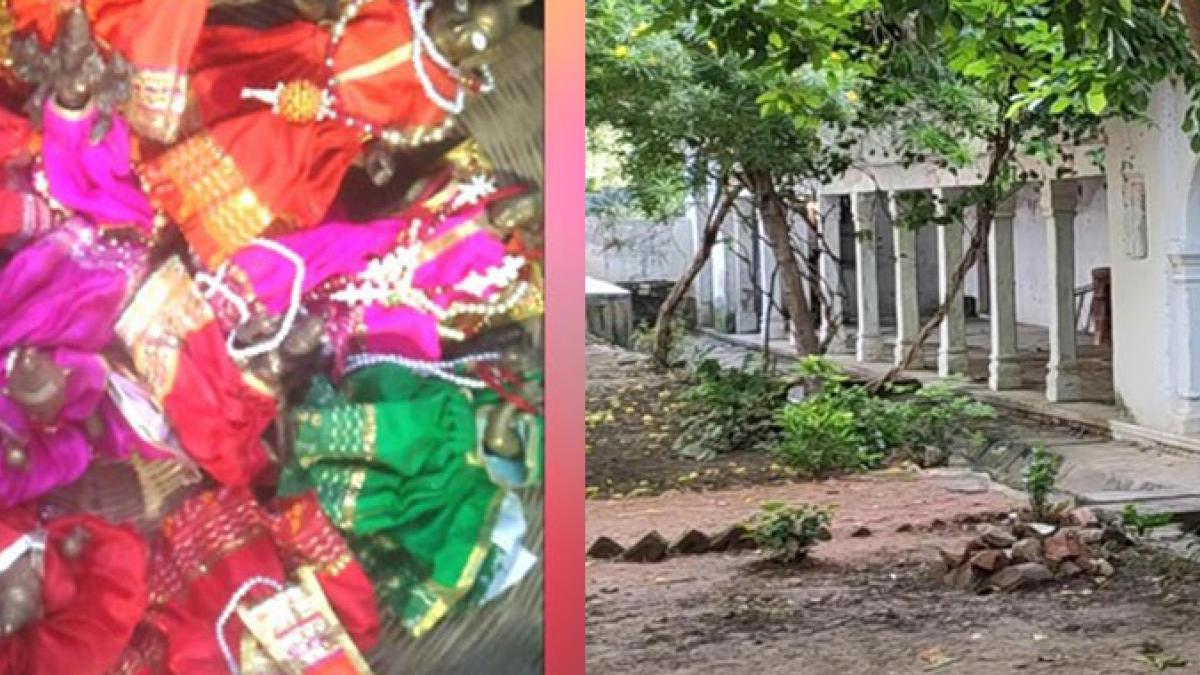 मंदिर से चोरी हुईं मूर्तियां लौटा गए चोर (फोटो-आजतक)