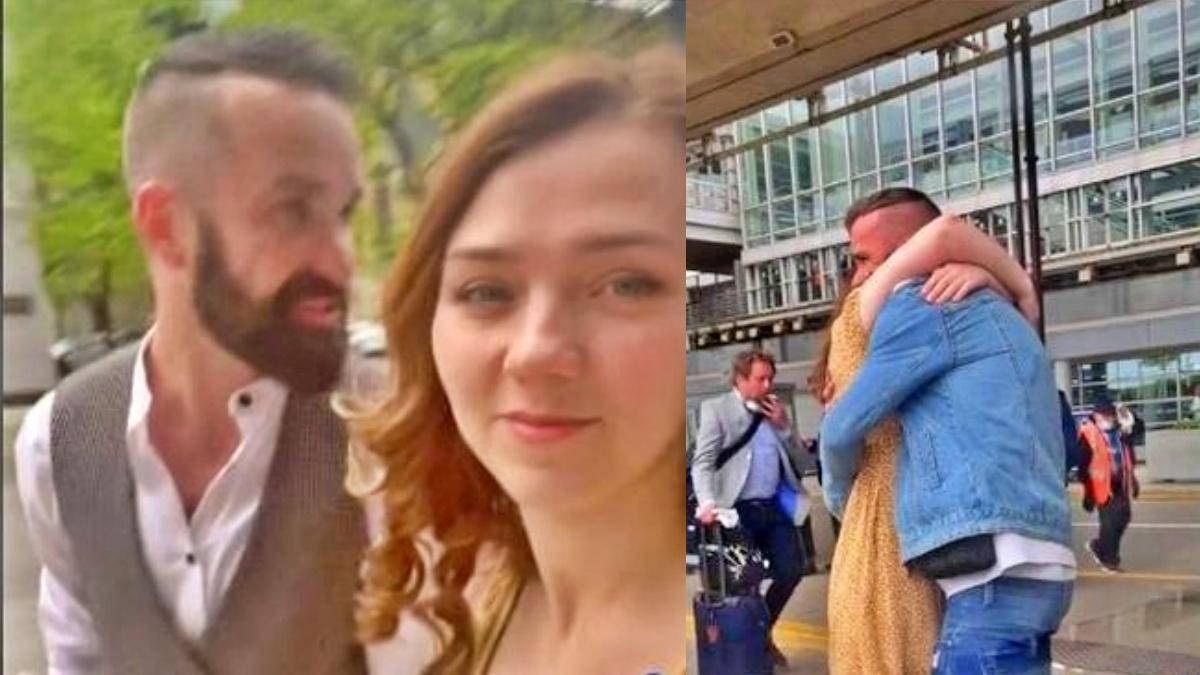 एयरपोर्ट पर रिसीव करने आई लड़की (फ़ोटो- TikTok) 