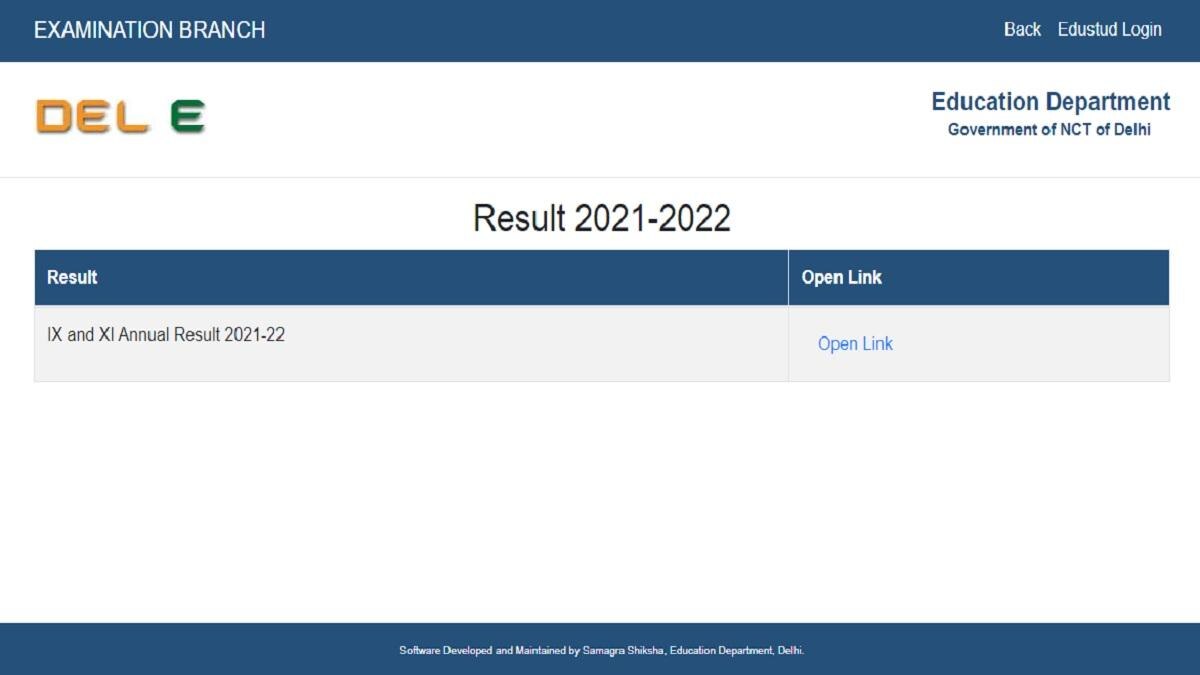 Delhi 9th, 11th Result 2022 Out