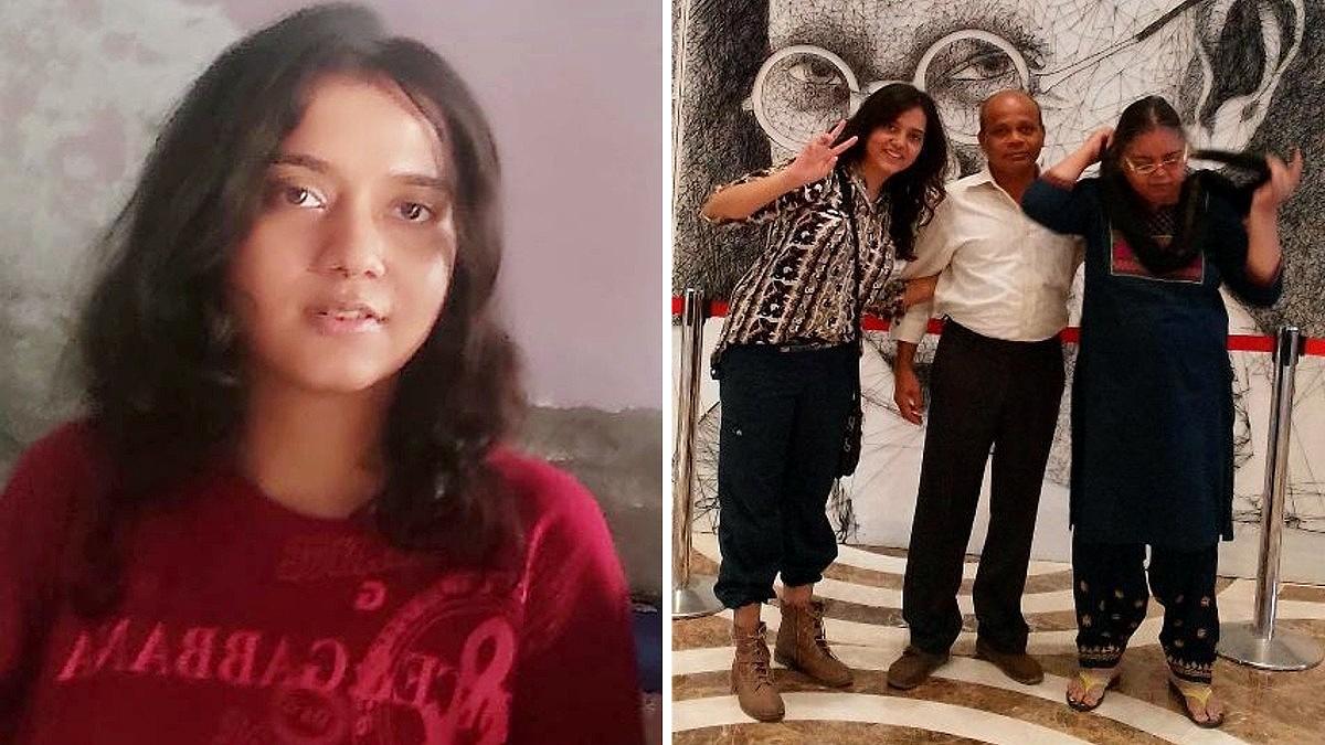 बाएं छोटी बेटी अंशिता और दाएं पिता उमेश, मां मंजू. (फोटो)