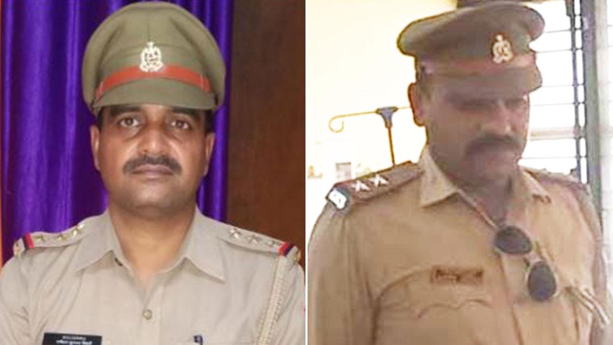 नरैनी SHO राकेश तिवारी और दरोगा आशीष पटेरिया (फाइल फोटो)