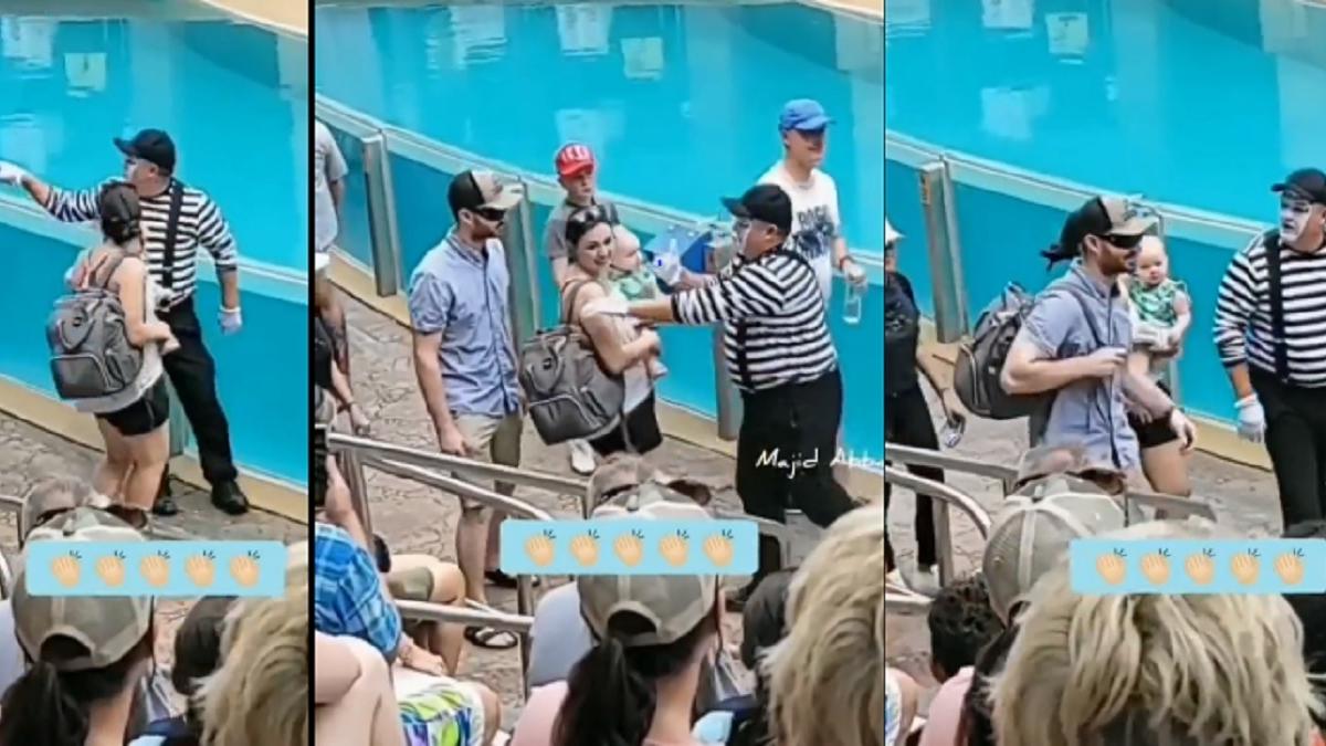 जब माइम आर्टिस्‍ट ने महिला के पार्टनर को पकड़ा दिया बैग (Twitter)