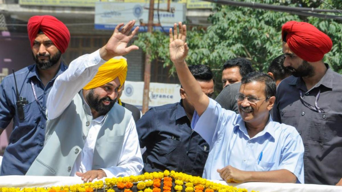 पंजाब सीएम भगवंत मान और आप संजोयक अरविंद केजरीवाल (पीटीआई)