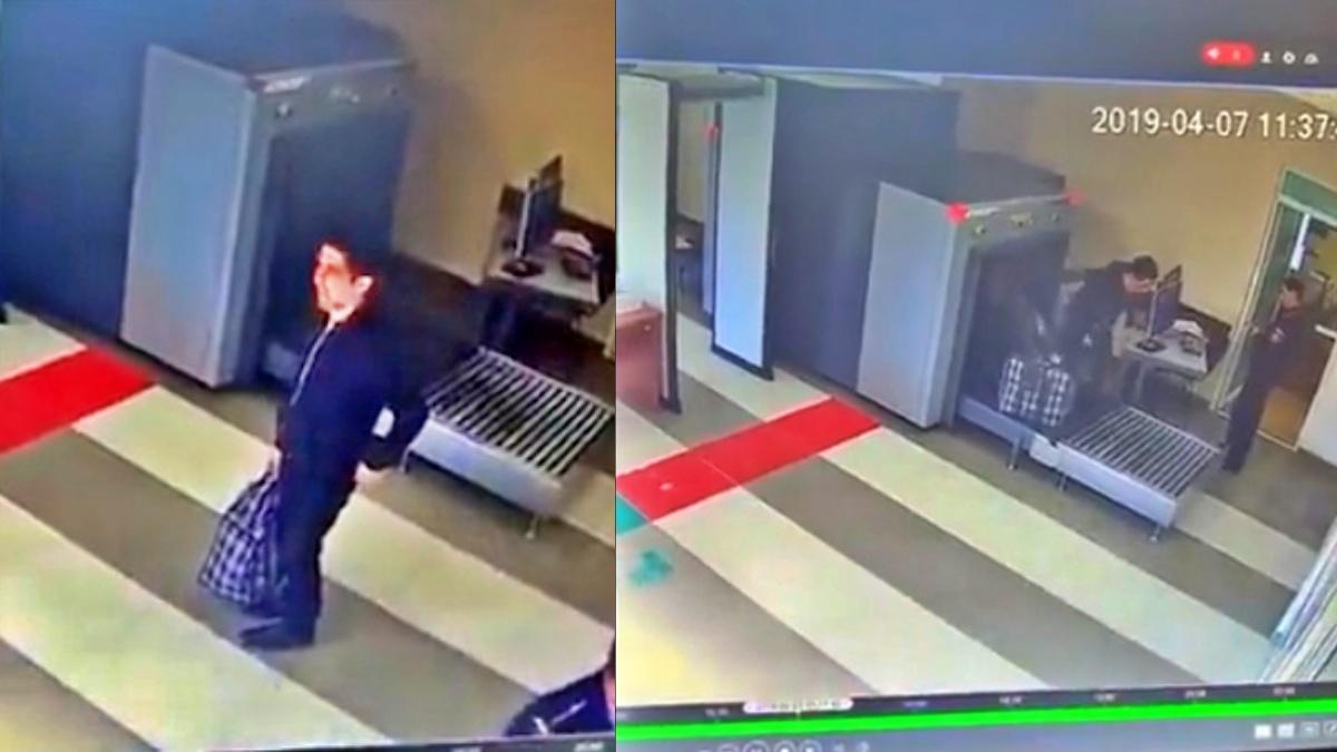 एयरपोर्ट पर बैग के साथ खुद भी 'स्क्रीनिंग मशीन' में घुस गया शख्स! VIDEO