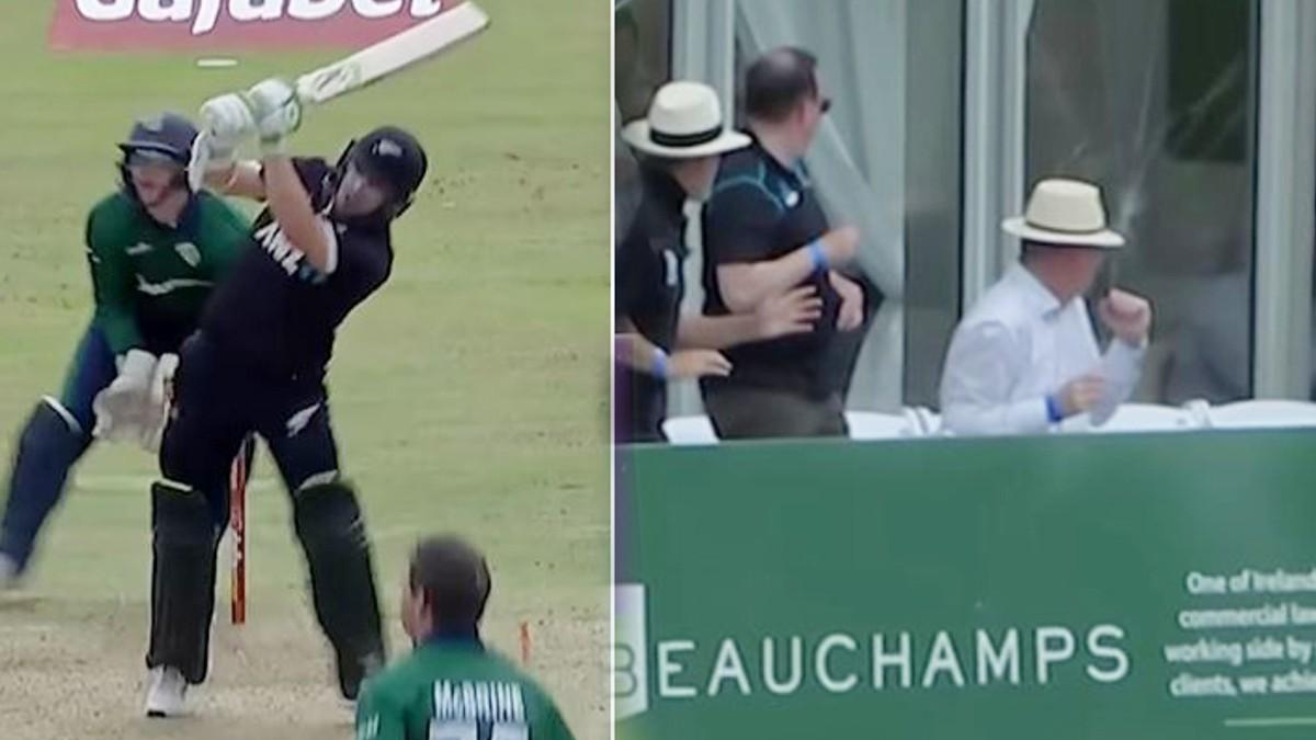 Tom Latham, New Zealand vs Ireland: टॉम लाथम के छक्के ने तोड़ा केबिन का कांच, ब्रॉडकास्टर ने कहा- दिल के साथ खिड़की भी तोड़ रहे, VIDEO