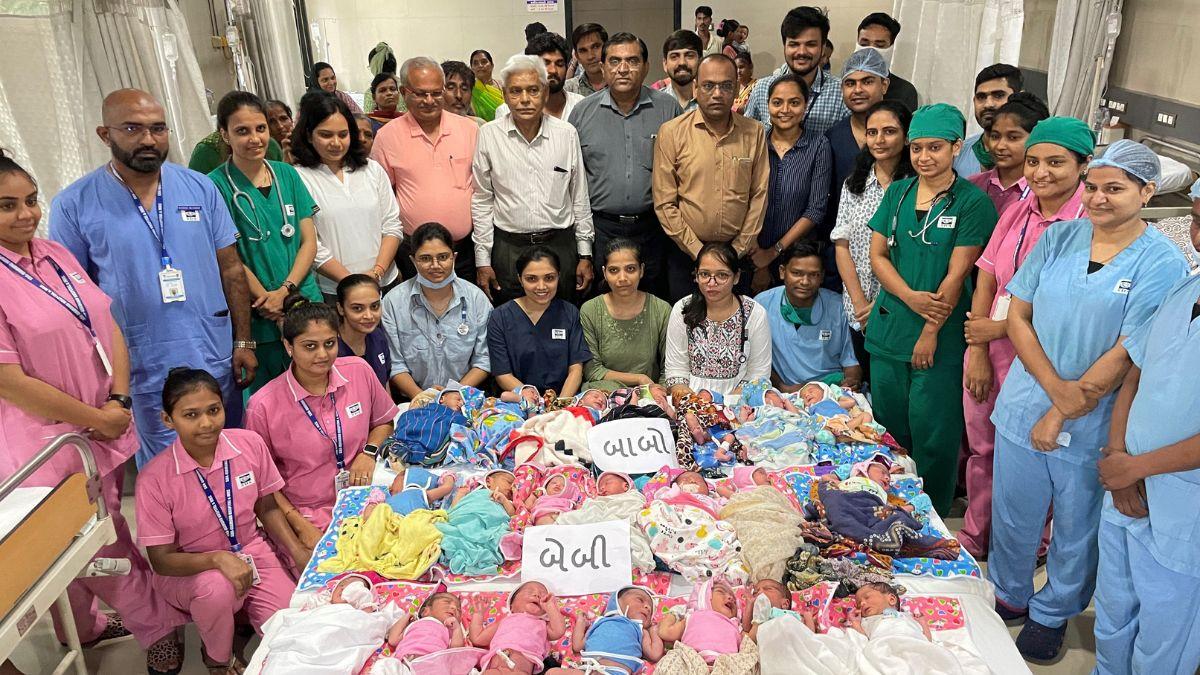 सूरत के अस्पताल में जन्मे 23 बच्चे. (Photo: Aajtak)