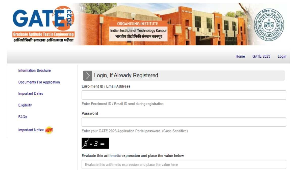 GATE 2023 Online Registration