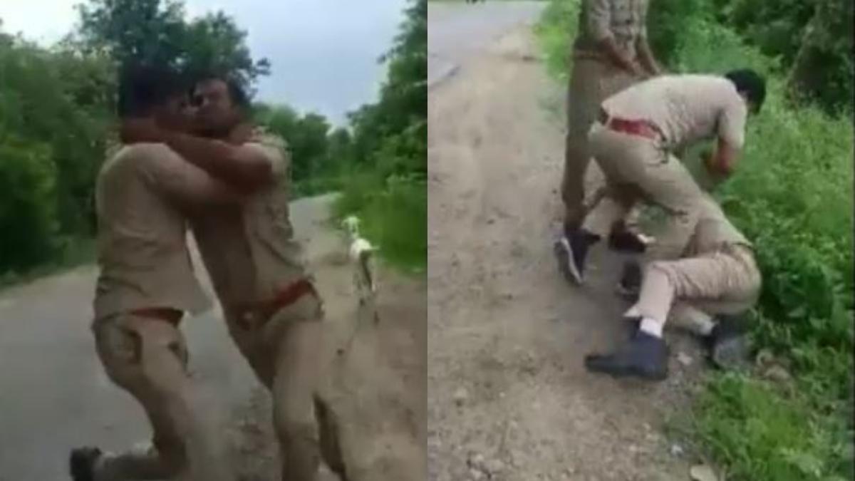 UP: नशे में धुत थे सिपाही और होमगार्ड, रुपये के बंटवारे को लेकर भिड़े, चलाए लात घूंसे, देखें Video