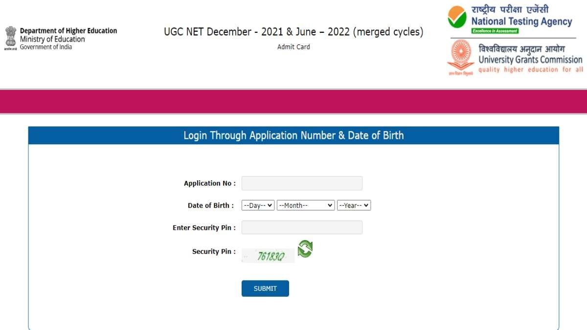 UGC NET Admit Card 2022