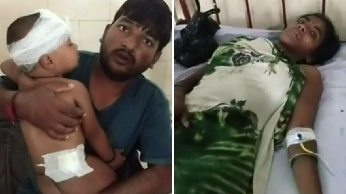 अस्पताल में भर्ती बच्चा और उसकी मां. 