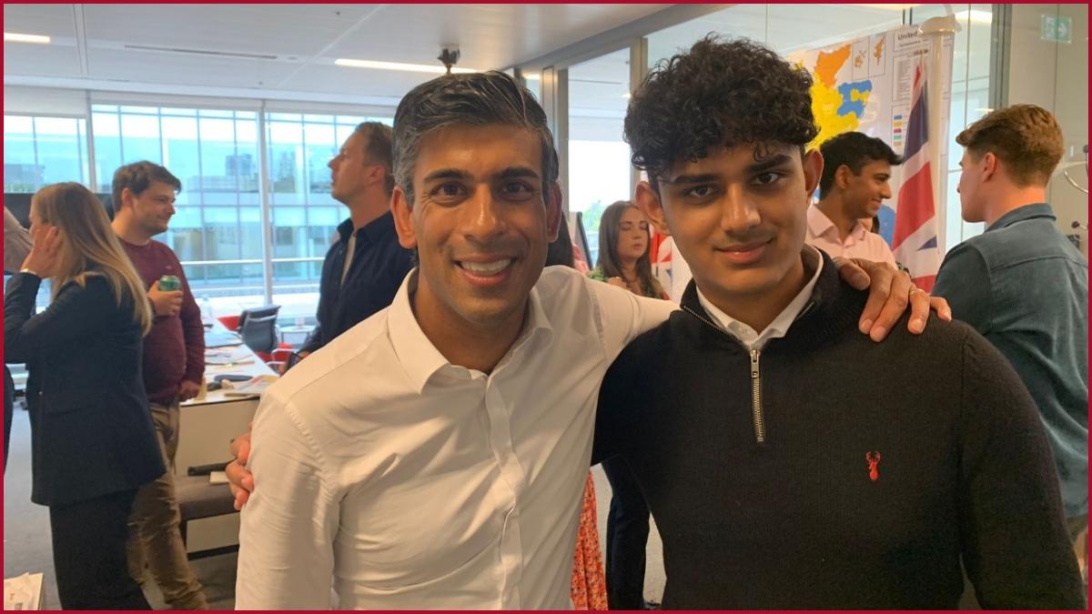 ब्रिटेन प्रधानमंत्री ऋषि सुनक के साथ प्रज्ज्वल पाण्डेय
