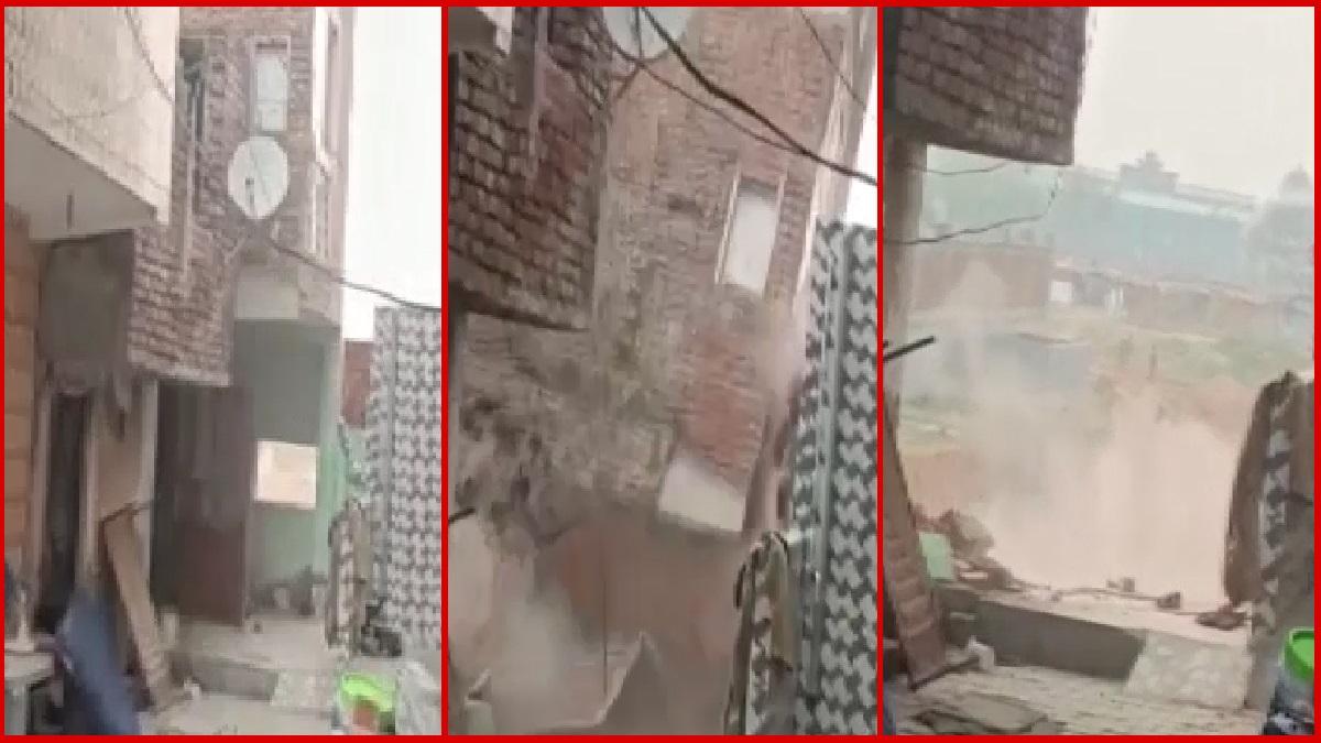 गाजियाबाद में तीन मंजिला मकान गिरा