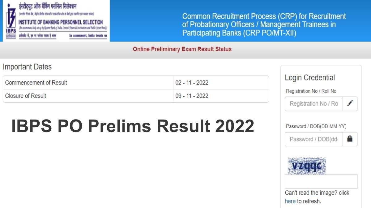 IBPS PO Prelims Result 2022 Declared 