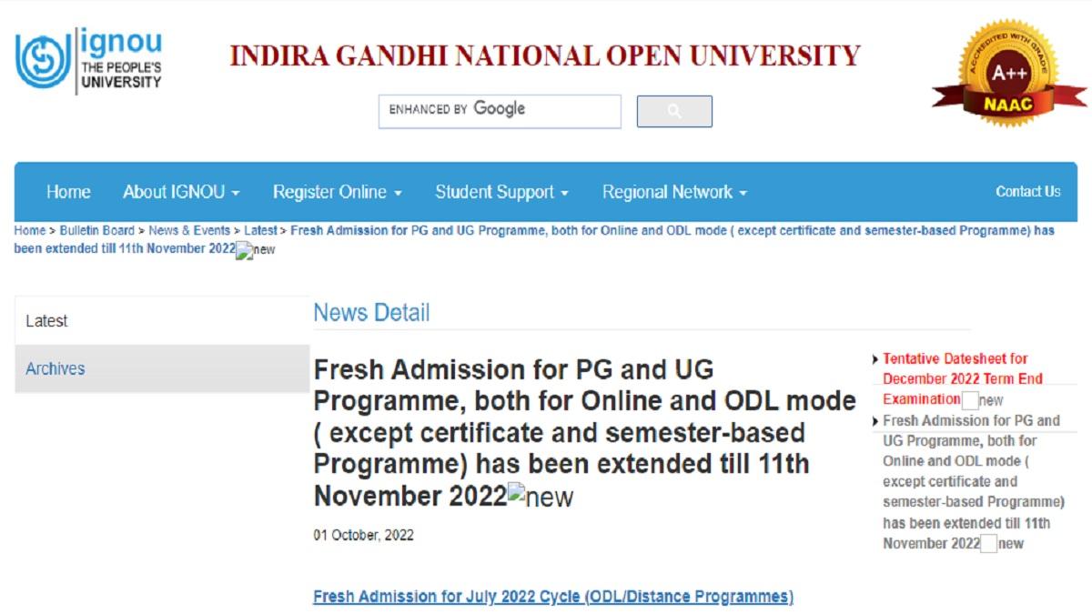 IGNOU Dec TEE 2022