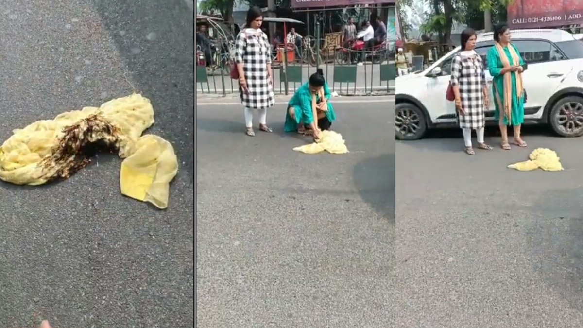 महिला ने साड़ी में आग लगा दी