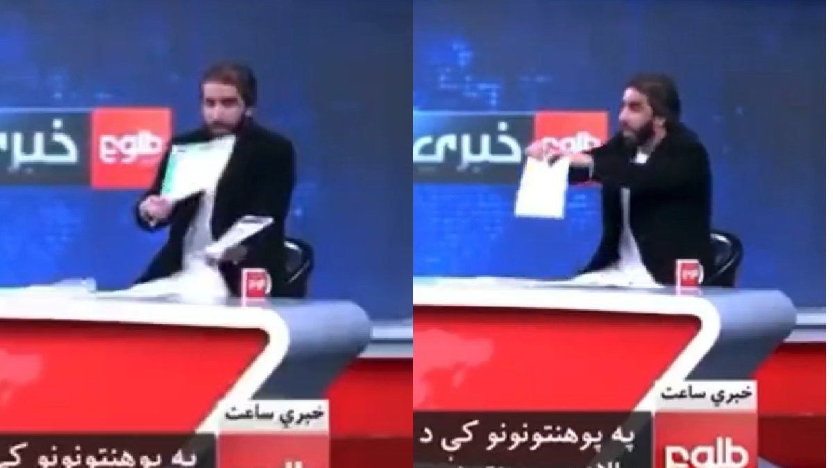 लाइव टीवी पर अपना डिप्लोमा फाड़ता काबुल यूनिवर्सिटी का प्रोफेसर. (फोटो: ट्विटर)