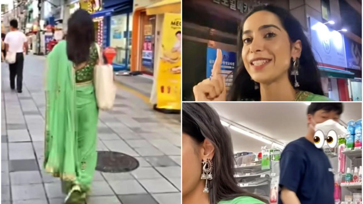 विदेश में साड़ी पहन निकली इंडियन लड़की (फोटो- यूट्यूब) 