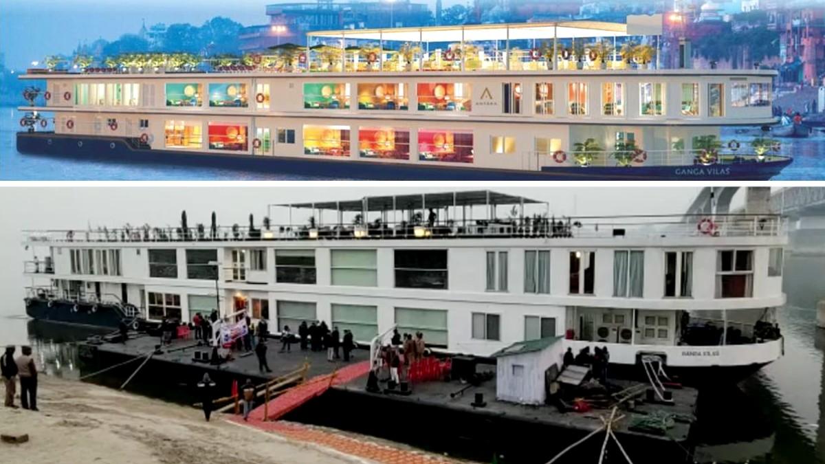 विदेशी सैलानियों संग गाज़ीपुर पहुचा गंगा विलास क्रूज़. 
