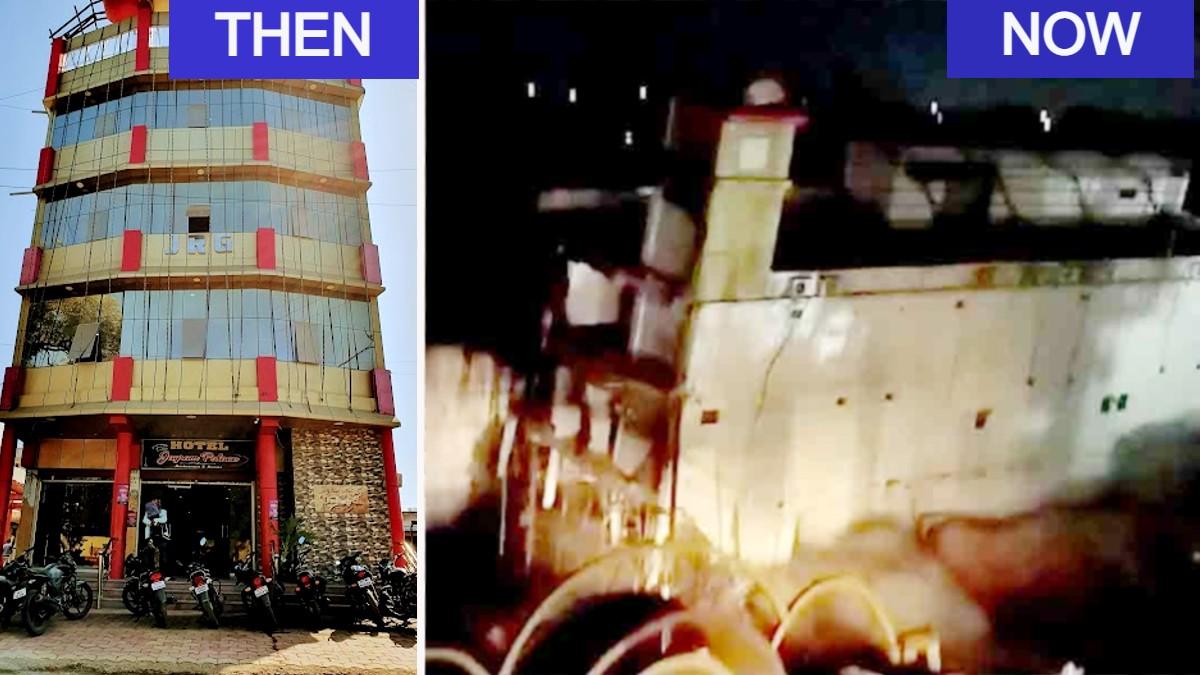 BJP नेता का 5 मंजिला होटल चंद सेकंड में जमींदोज. 