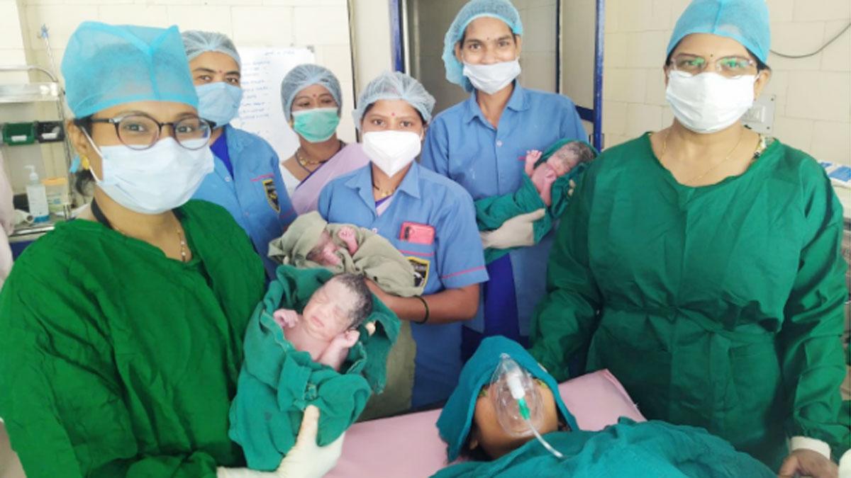 महिला ने दिया तीन बच्चियों को जन्म 