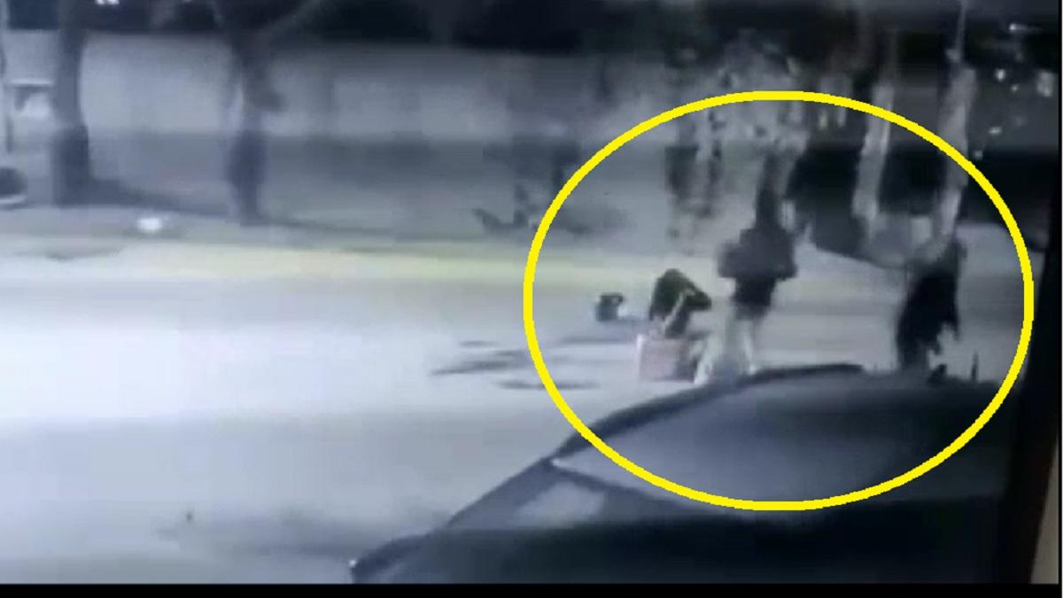 दिल्ली के बेखौफ बदमाश, चाकू की नोक पर महिला से छीना-झपटी, Video