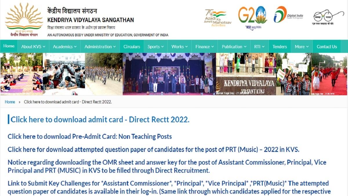 KVS Admit Card 2023