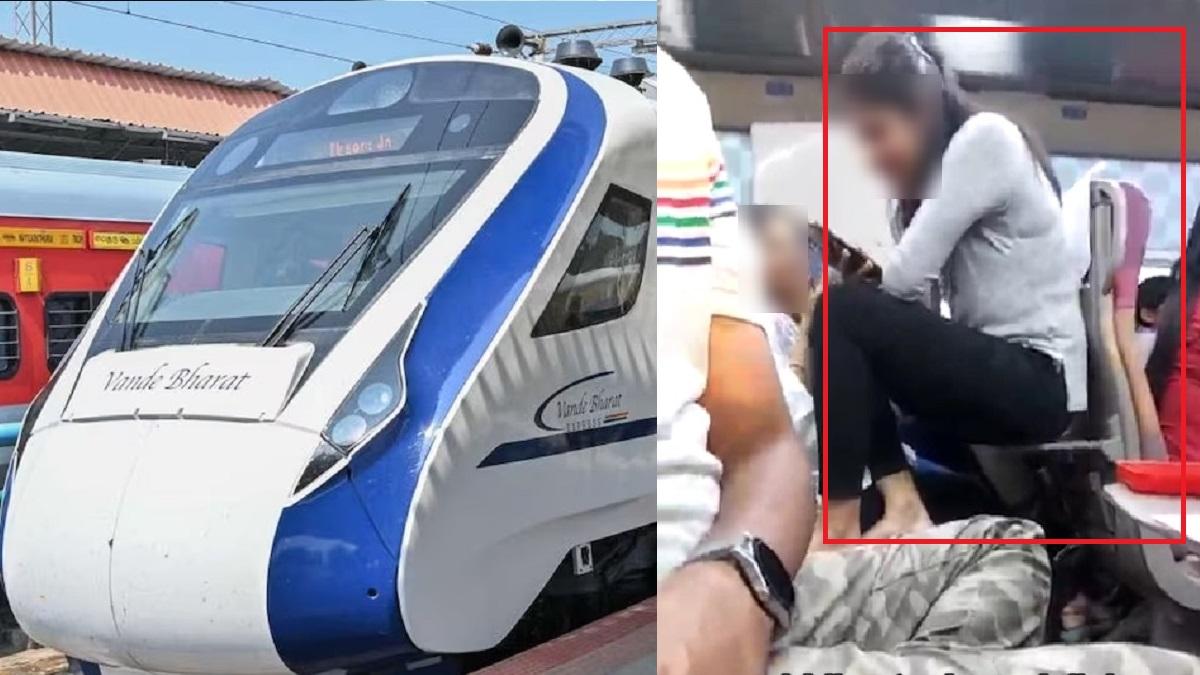 सीट छोड़ सर्विंग ट्रे पर बैठी युवती का वीडियो आया सामने, क्या ऐसे चलेंगी प्रीमियम ट्रेन वंदे भारत?