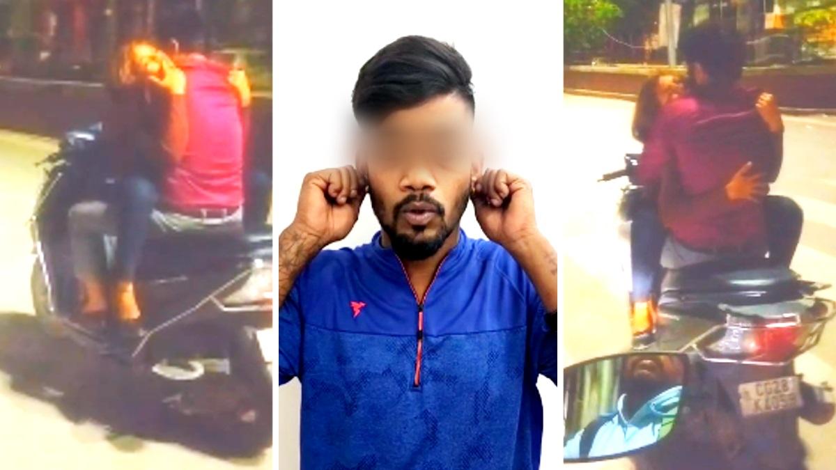 ट्रैफिक नियम तोड़ने के बाद माफी मांगता युवक. 