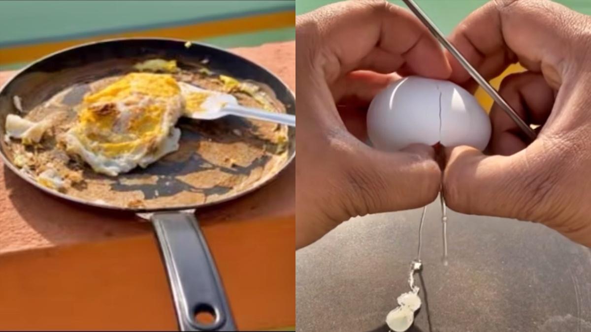 शख्स ने चिलचिलाती धूप में बनाया ऑमलेट (फोटो- फेसबुक) 