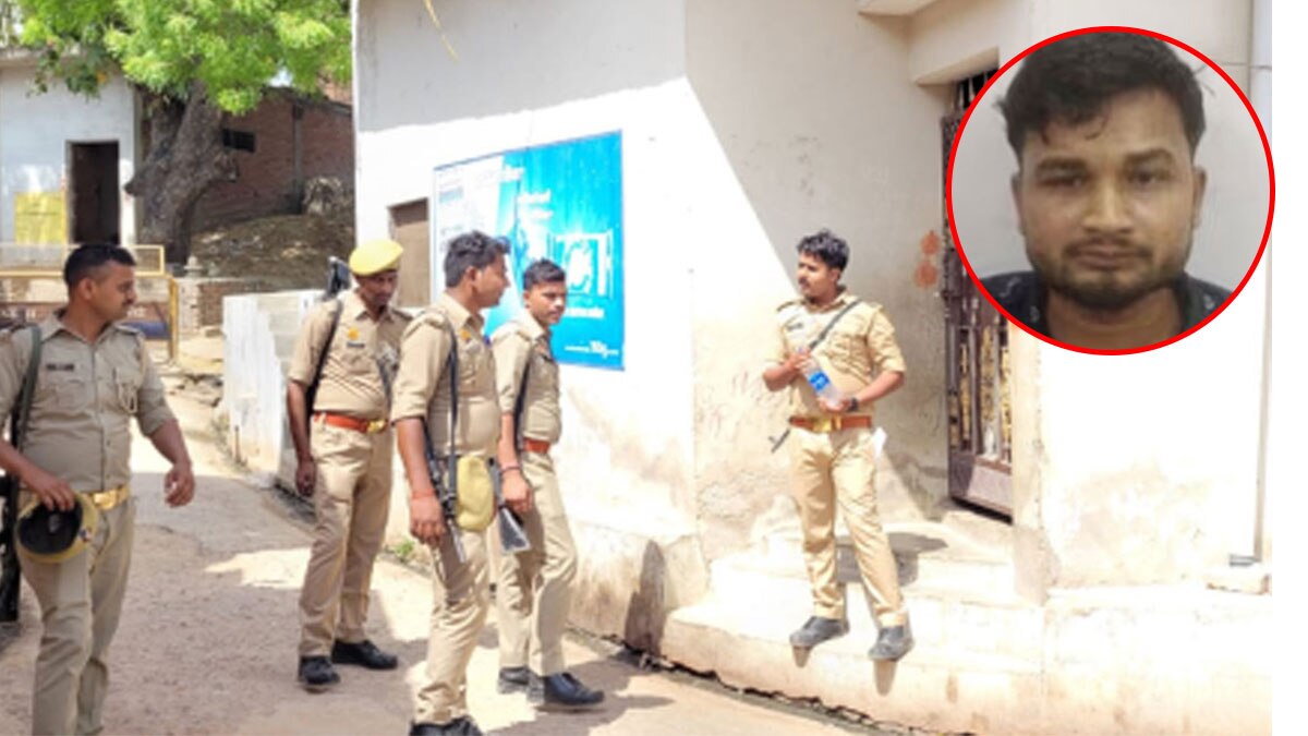 शूटर सनी सिंह के घर के बाहर भारी पुलिसबल तैनात 