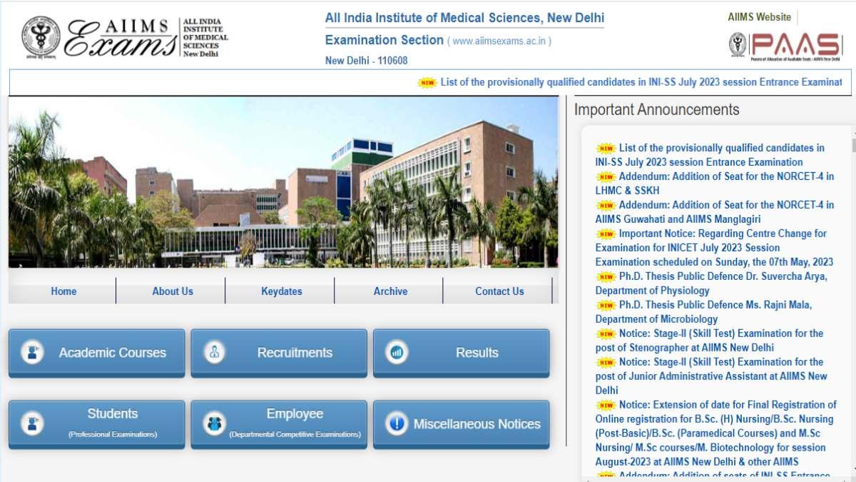 AIIMS INI SS Result 2023 Declared