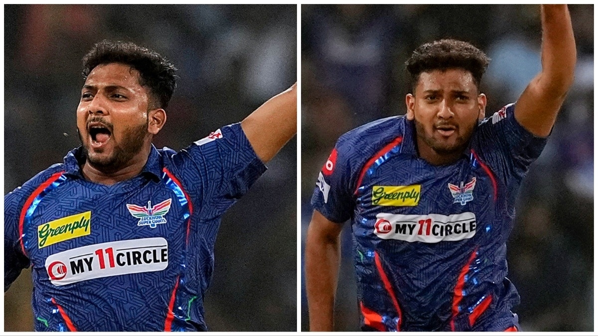 मोहस‍िन खान ने मुंबई इंडियंस के ख‍िलाफ लास्ट ओवर में जोरदार गेंदबाजी की (PTI) 