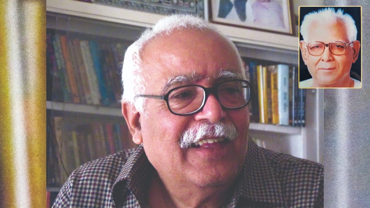 प्रकाश मनु और प्रोफेसर रामदरश मिश्र [इनसेट में]