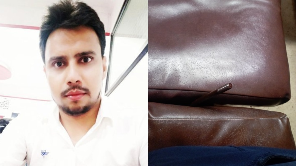 iron rod in train seat handle 