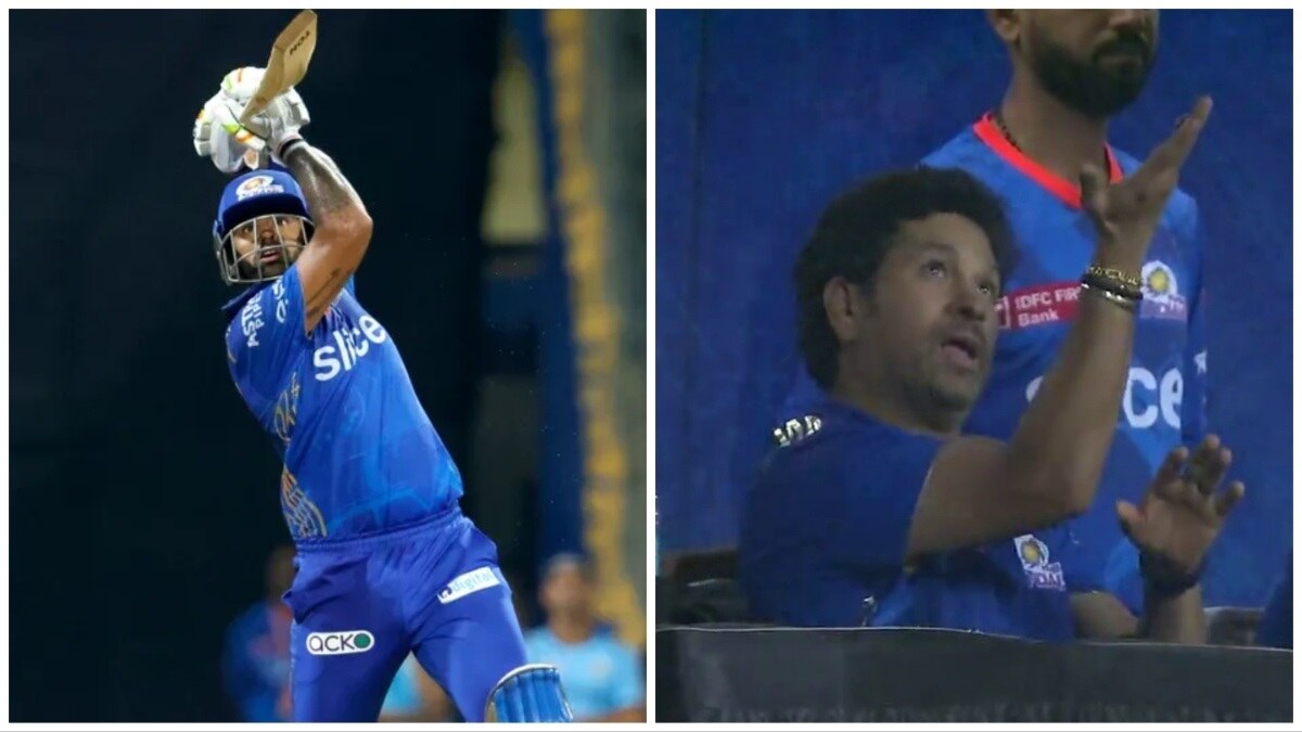 सूर्यकुमार यादव का शॉट देख हैरान रह गए सच‍िन तेंदुलकर (@IPL)