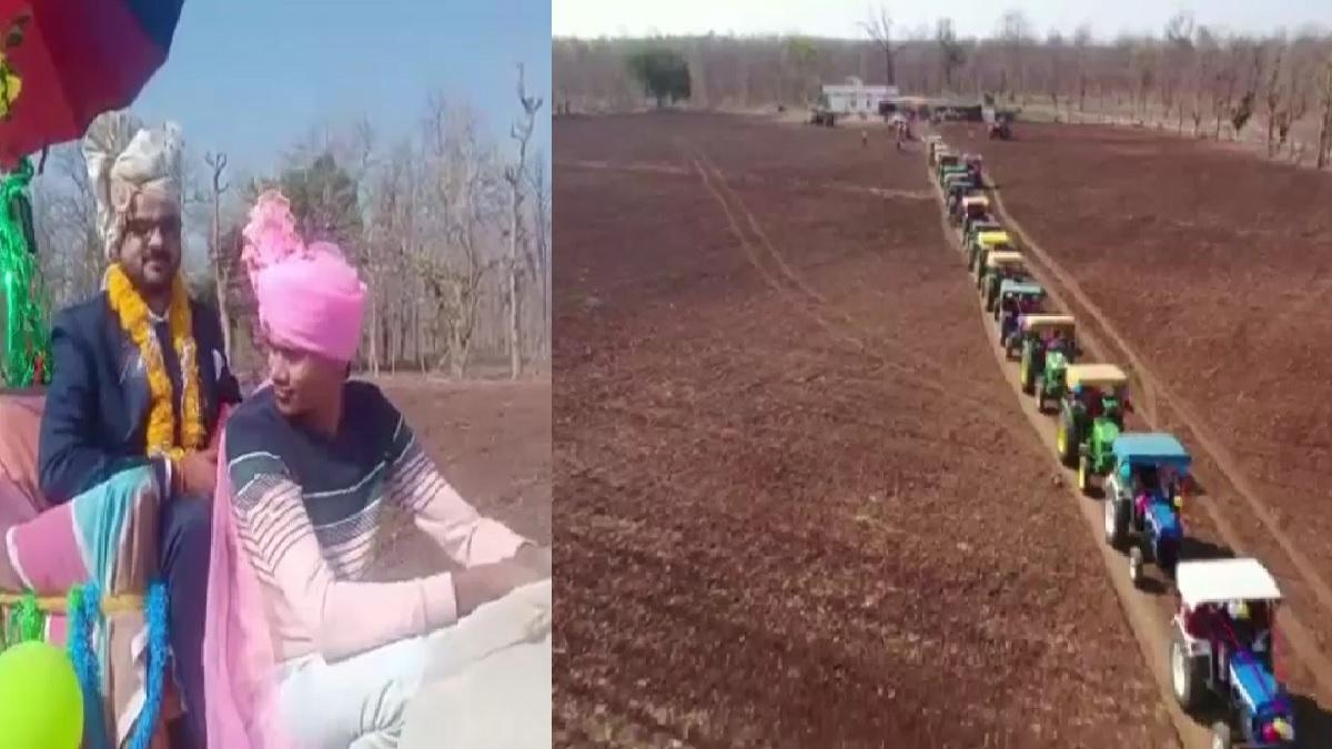 बैलगाड़ी पर सवार होकर निकला दूल्हा.