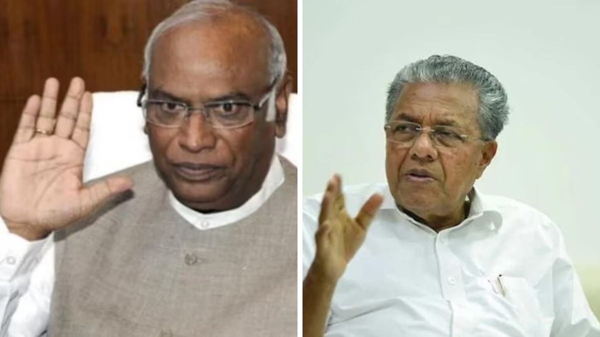 कांग्रेस अध्यक्ष मल्लिकार्जुन खड़गे और केरल के सीएम पी विजयन (फाइल फोटो)