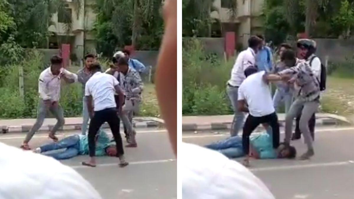 बीच सड़क पर बीटेक छात्र का सिर कुचला. (Video Grab)