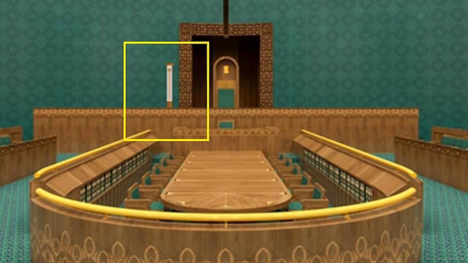 नई संसद में कहां रखा जाएगा 5 फीट लंबा चांदी का 'सेंगोल', लोकसभा की इस तस्वीर से समझिए - sengol will look when placed next to the Speaker podium in the new