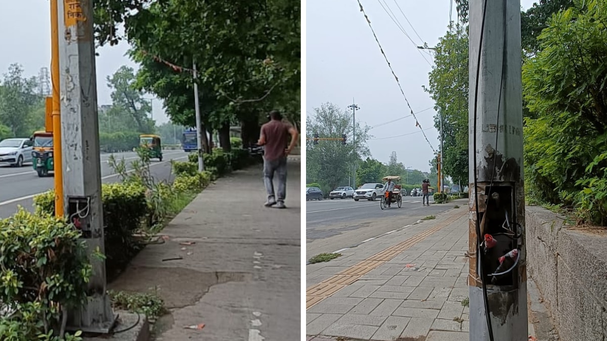 दिल्ली में इस तरह पोल्स के तार खुले पड़े हैं.