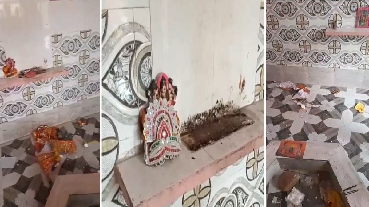 मंदिर में तोड़फोड़.