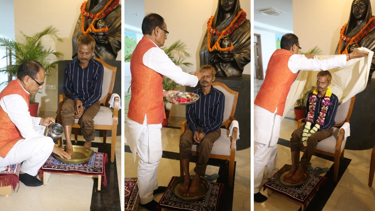 मुख्यमंत्री शिवराज सिंह चौहान ने सीधी की घटना के पीड़ित का सम्मान किया है.