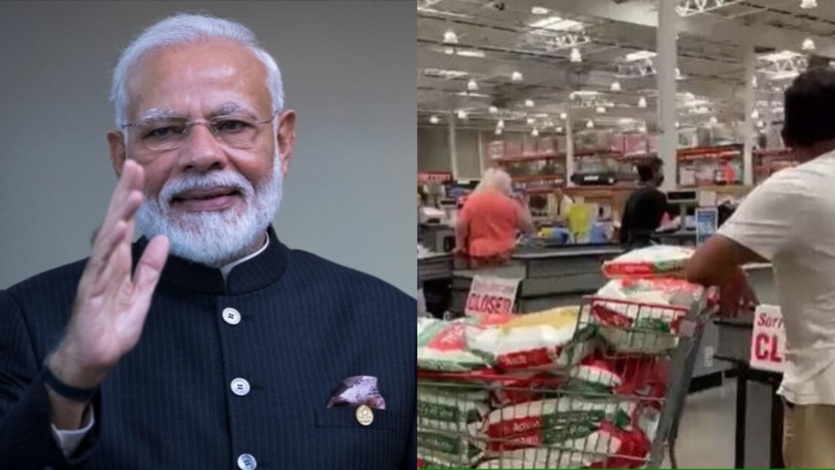 भारत के चावल निर्यात पर प्रतिबंध से अमेरिका समेत कई देशों में लोग अधिक से अधिक चावल स्टोर कर लेना चाहते हैं (Photo- AFP/twitter screengrab)