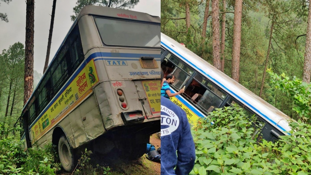 देहरादून: खाई में गिरने से बची सवारी बस 