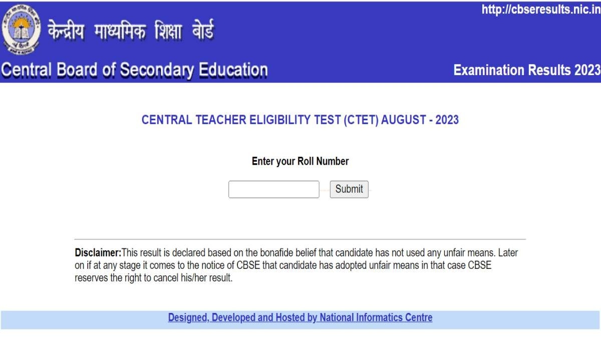 CTET Result 2023 Direct Link