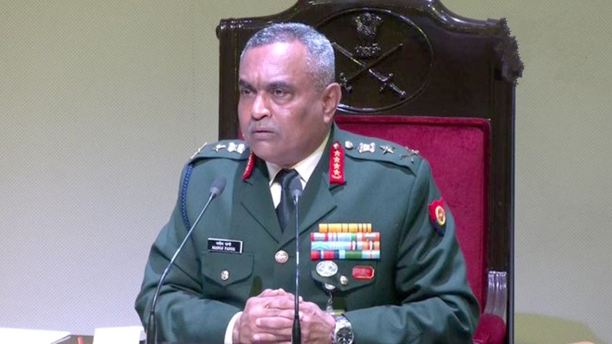 दिल्ली में इंडो-पैसिफिक आर्मी चीफ कॉन्फ्रेंस में बोलते हुए सेना प्रमुख जनरल मनोज पांडे (फोटो-ANI)