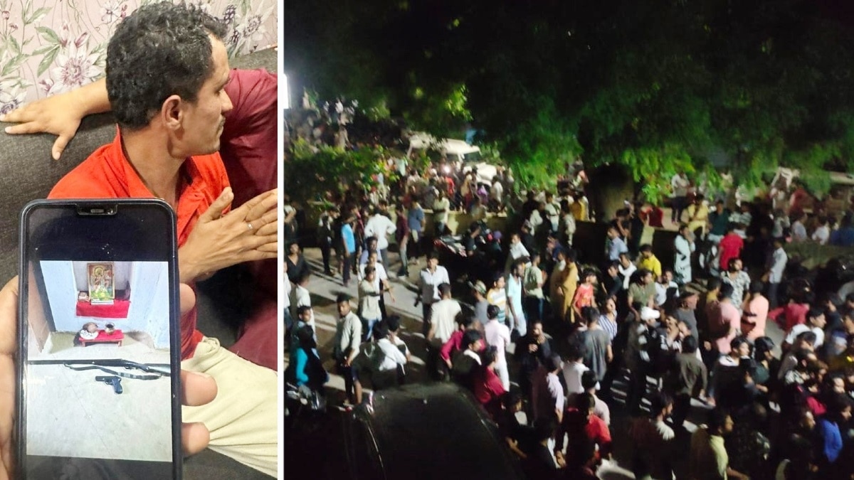 आरोपी की हरकत से नाराज लोगों का प्रदर्शन. 