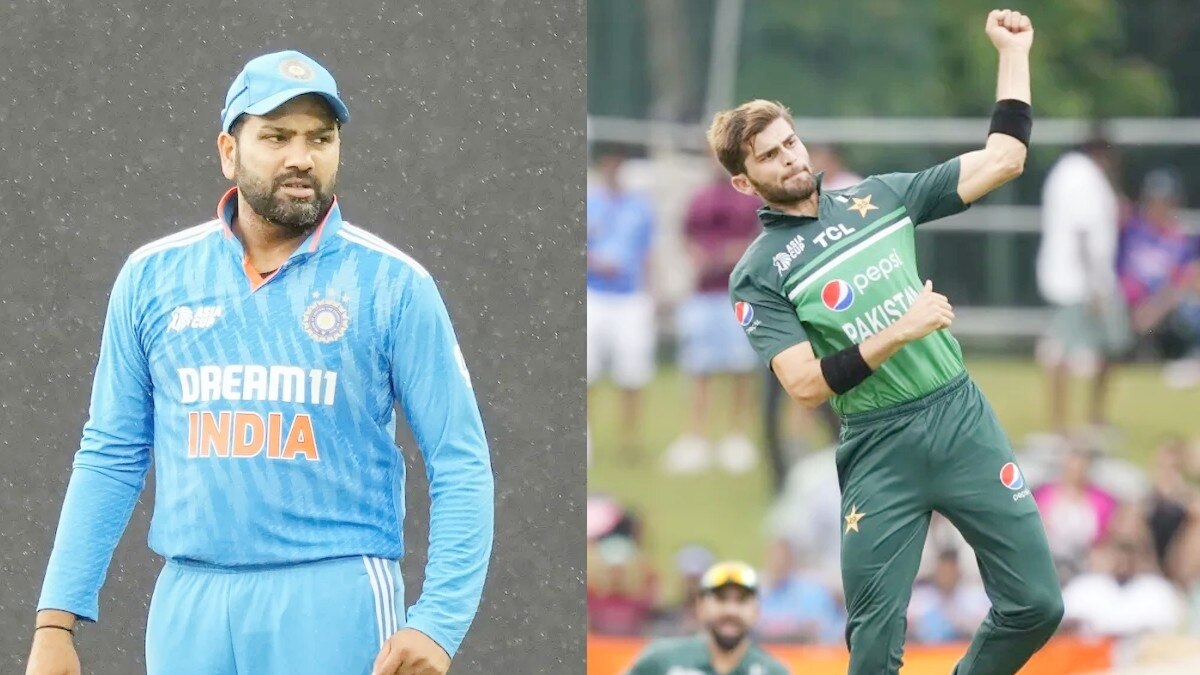 भारतीय कप्तान रोहित शर्मा और पाकिस्तानी तेज गेंदबाज शाहीन आफरीदी. (Getty)